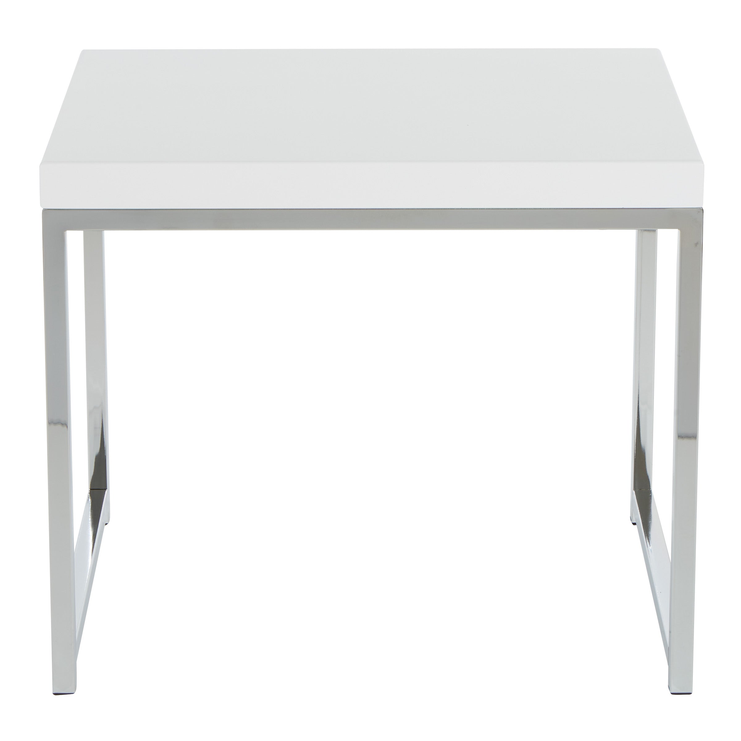 Wall Street End Table - White Melamine / Chrome Finish