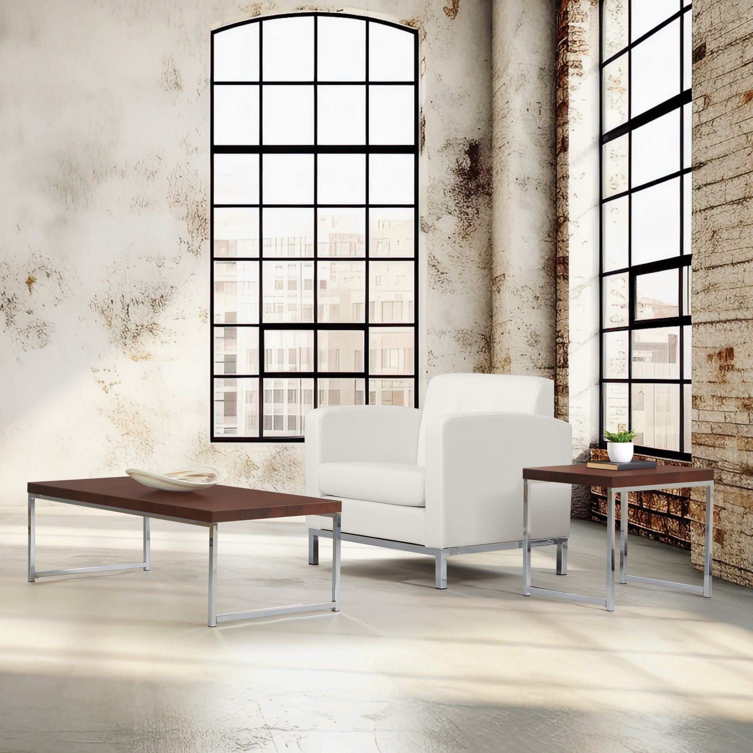 Wall Street End Table - Espresso / Chrome
