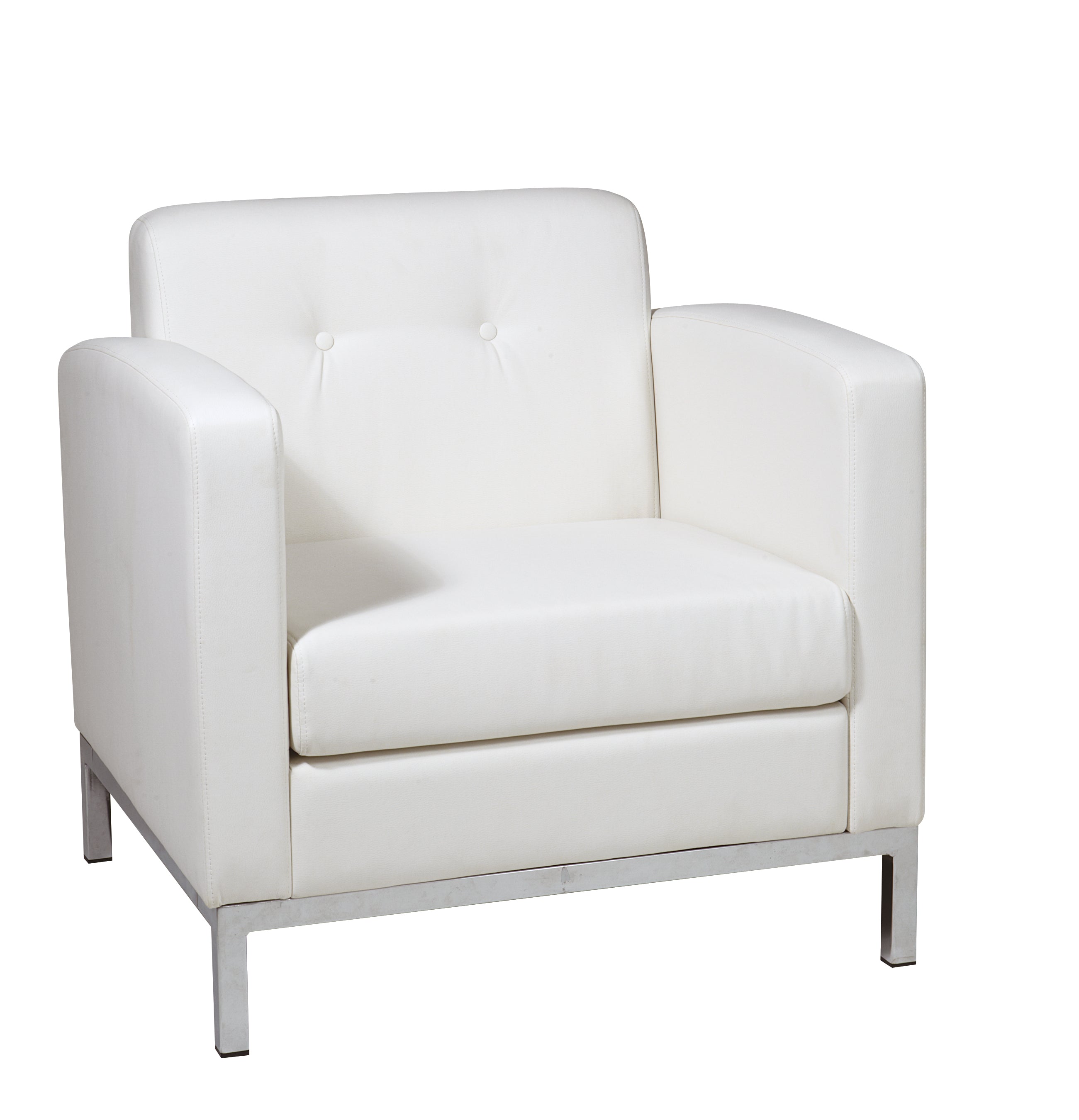 White Faux Leather Armchair - White