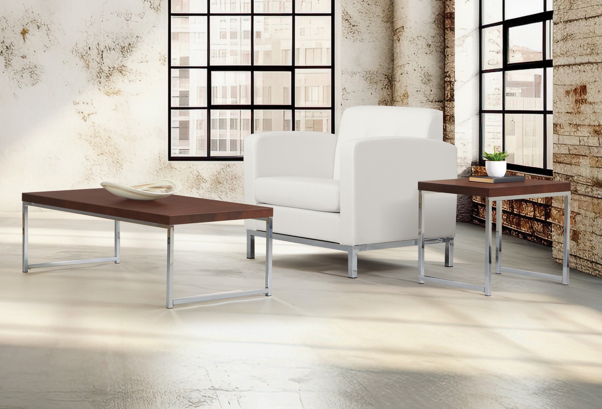 White Faux Leather Armchair - White