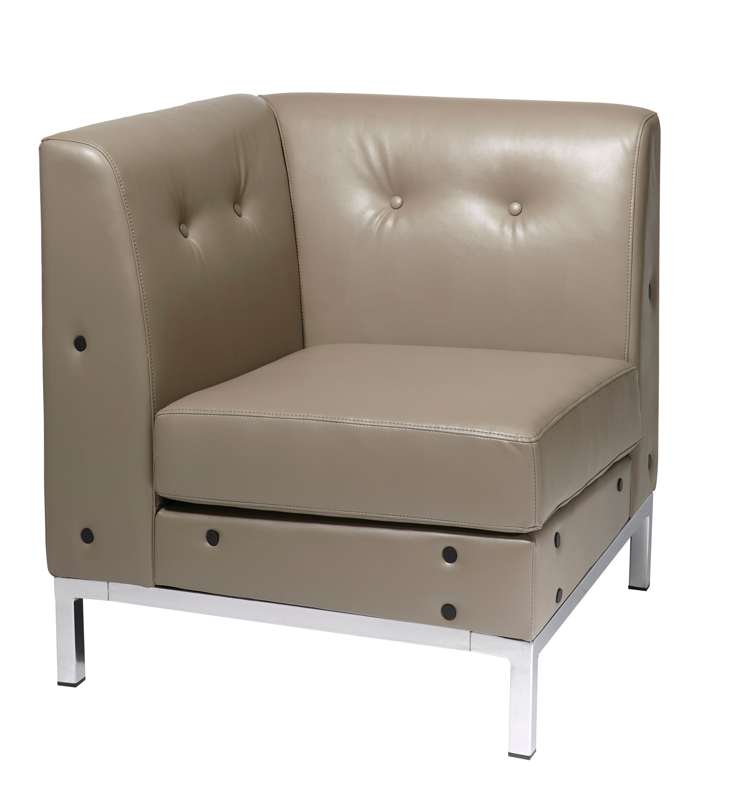 Smoke Faux Leather Corner Chair - Smoke