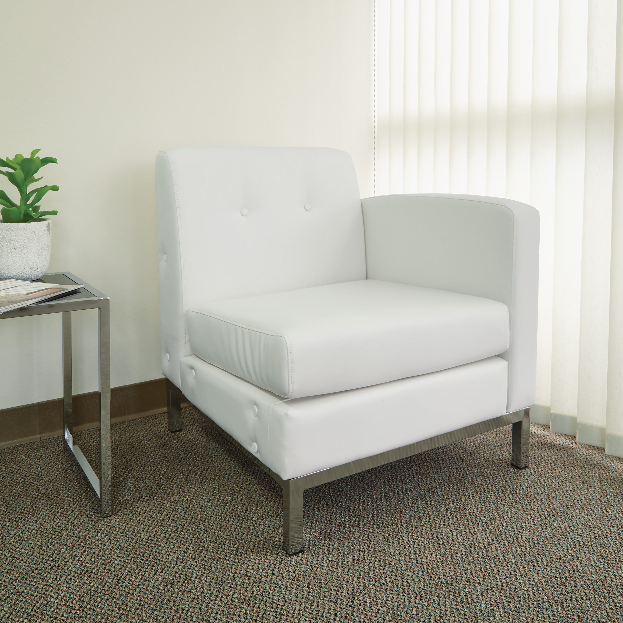 White Faux Leather LAF Armchair - White