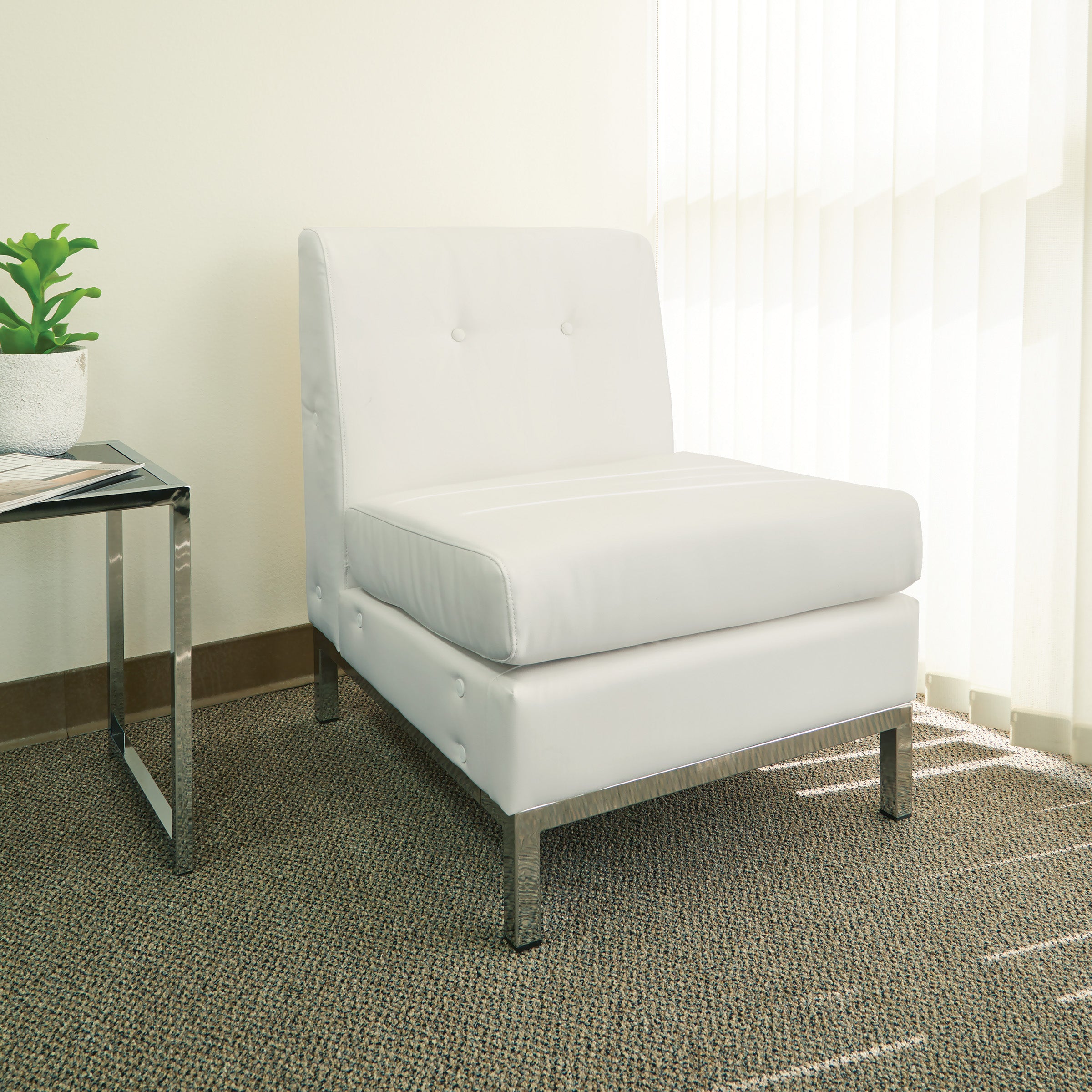 Wall Street Armless Chair - White