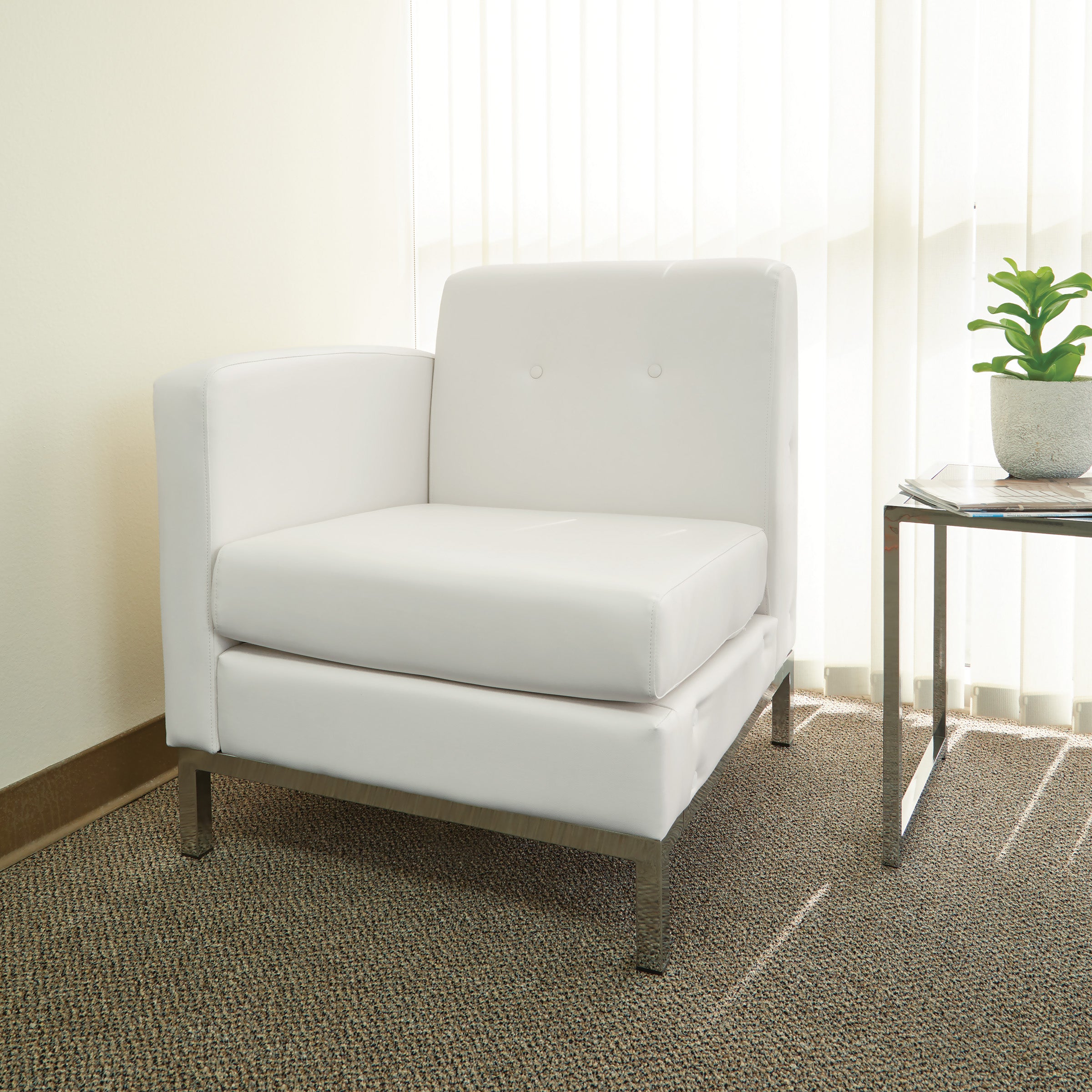 White Faux Leather RAF Armchair - White
