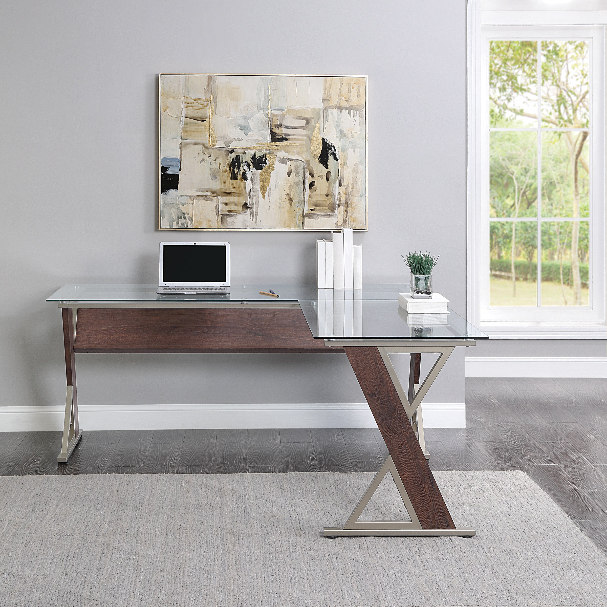 Zenos L-shape Desk - Cherry