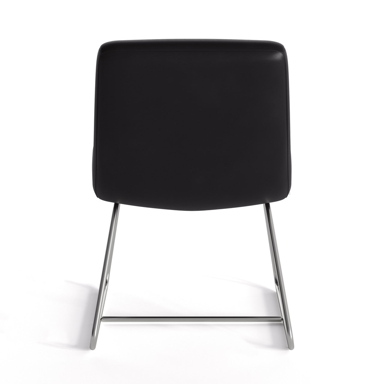 OfficeSource Sutton Upholstered Lounge Chair with Sled Base - Black PU Leather w/ Chrome Frame