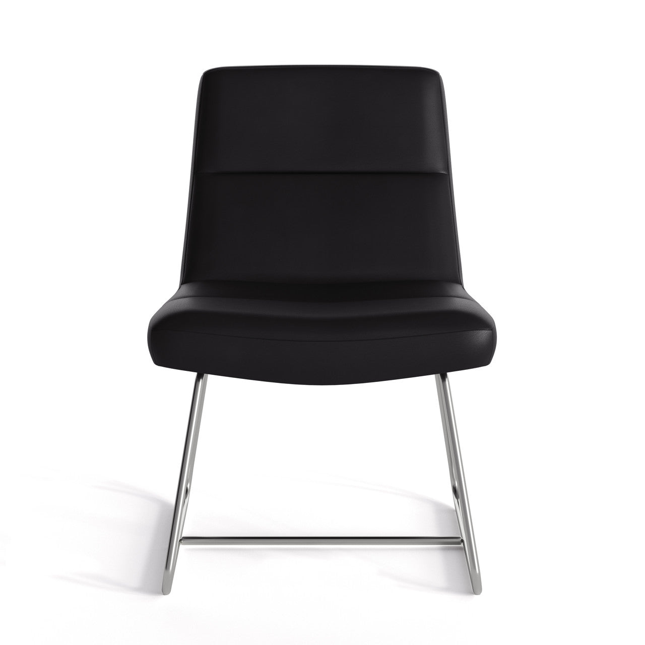 OfficeSource Sutton Upholstered Lounge Chair with Sled Base - Black PU Leather w/ Chrome Frame
