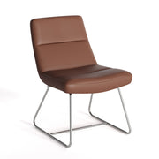 OfficeSource Sutton Upholstered Lounge Chair with Sled Base - Caramel PU Leather w/ Chrome Frame