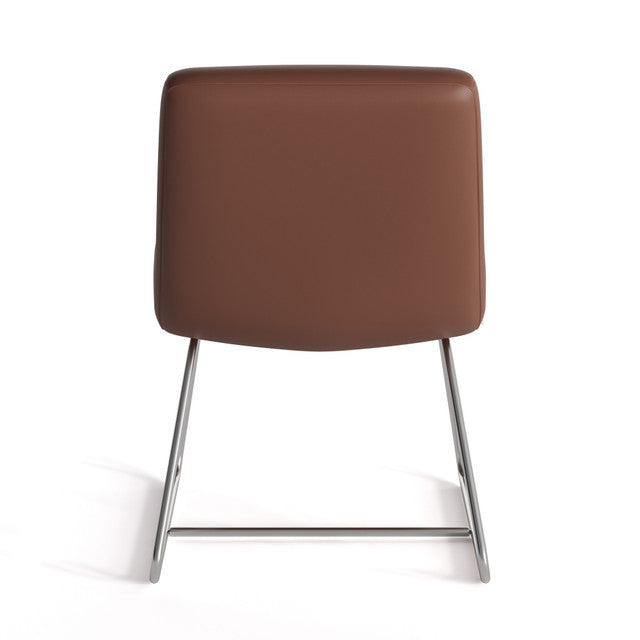 OfficeSource Sutton Upholstered Lounge Chair with Sled Base - Caramel PU Leather w/ Chrome Frame