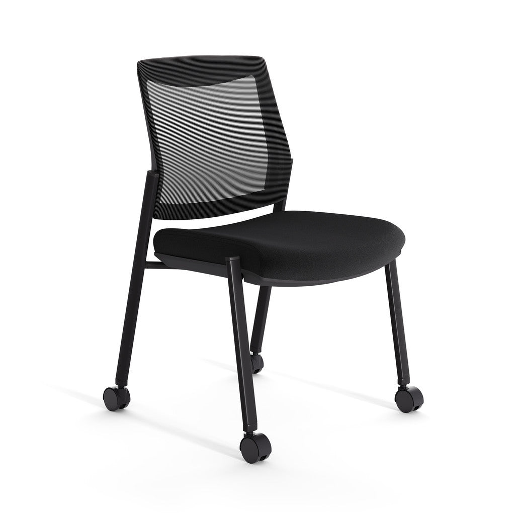 OfficeSource Duo 2-in-1 Stacking Chair - Black Fabric