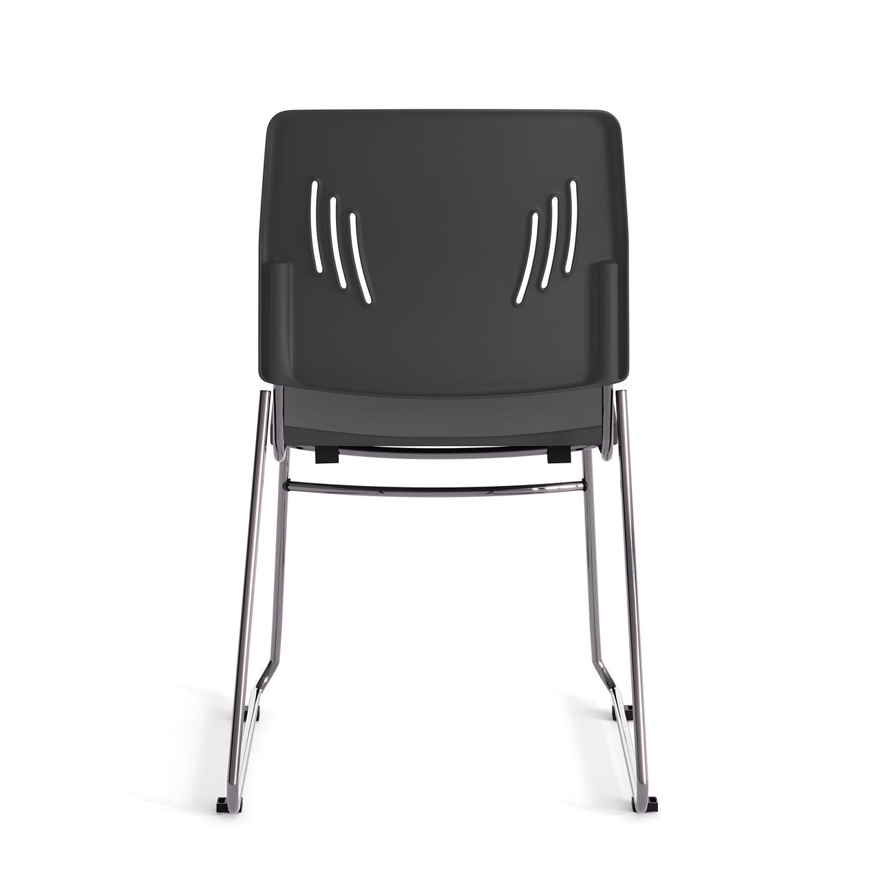 OfficeSource Stacked Seating Armless Stackable Side Chair with Chrome Frame - Black