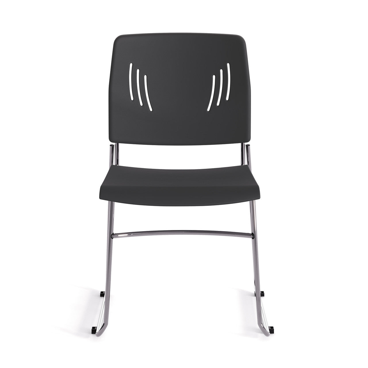 OfficeSource Stacked Seating Armless Stackable Side Chair with Chrome Frame - Black