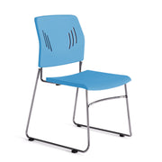 OfficeSource Stacked Seating Armless Stackable Side Chair with Chrome Frame - Light Blue