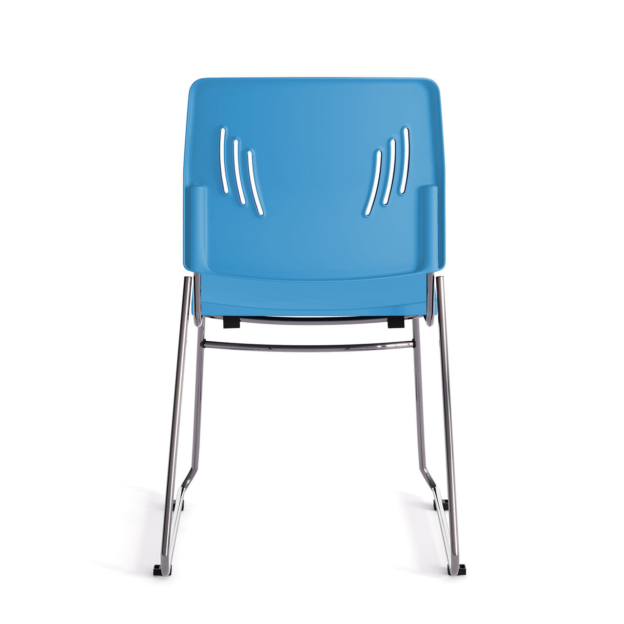 OfficeSource Stacked Seating Armless Stackable Side Chair with Chrome Frame - Light Blue