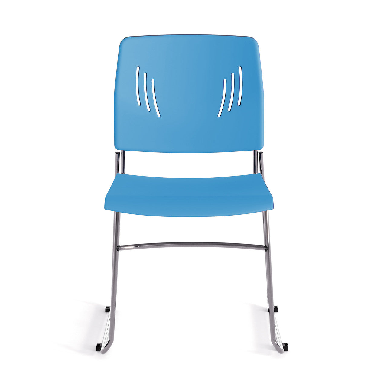 OfficeSource Stacked Seating Armless Stackable Side Chair with Chrome Frame - Light Blue