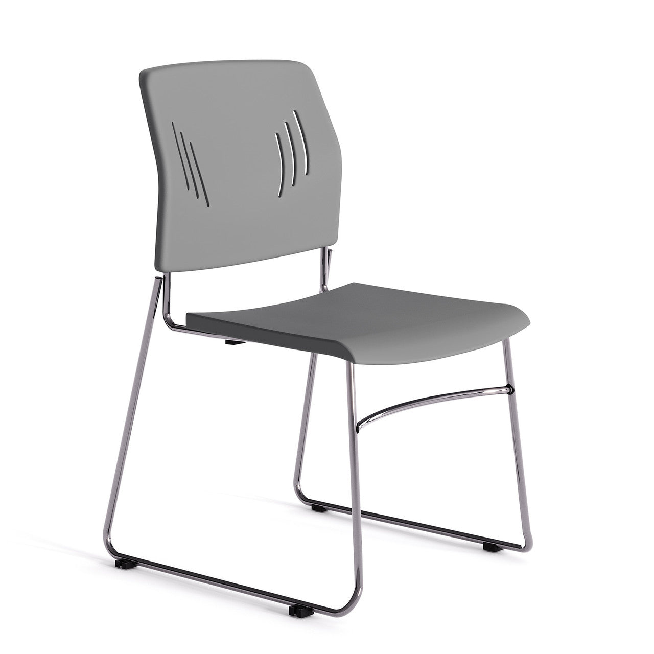 OfficeSource Stacked Seating Armless Stackable Side Chair with Chrome Frame - Gray