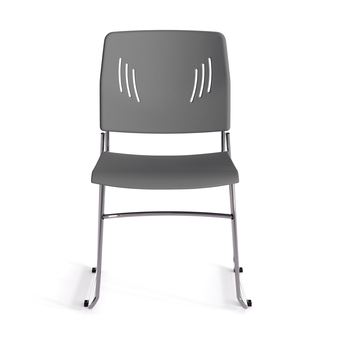 OfficeSource Stacked Seating Armless Stackable Side Chair with Chrome Frame - Gray