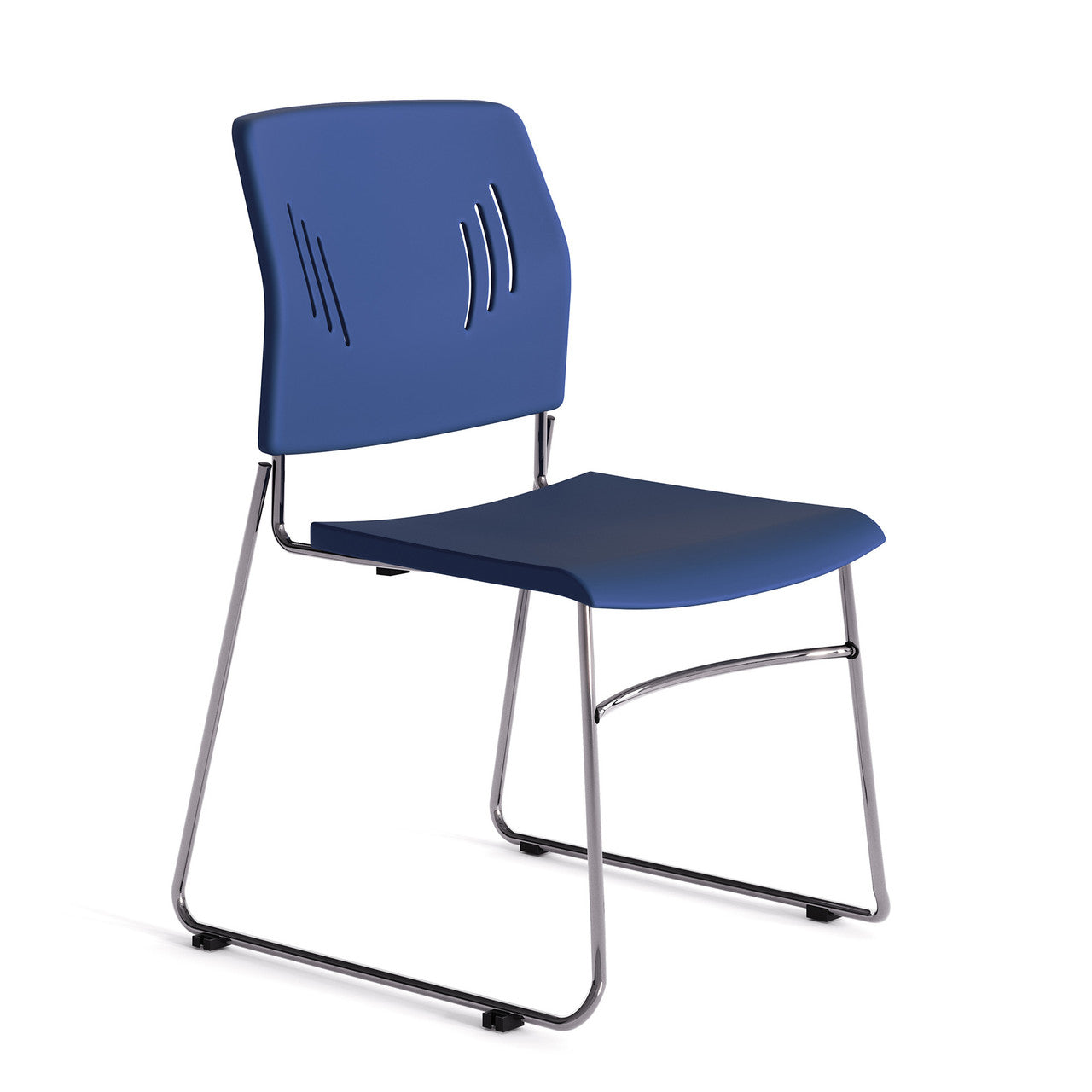 OfficeSource Stacked Seating Armless Stackable Side Chair with Chrome Frame - Navy
