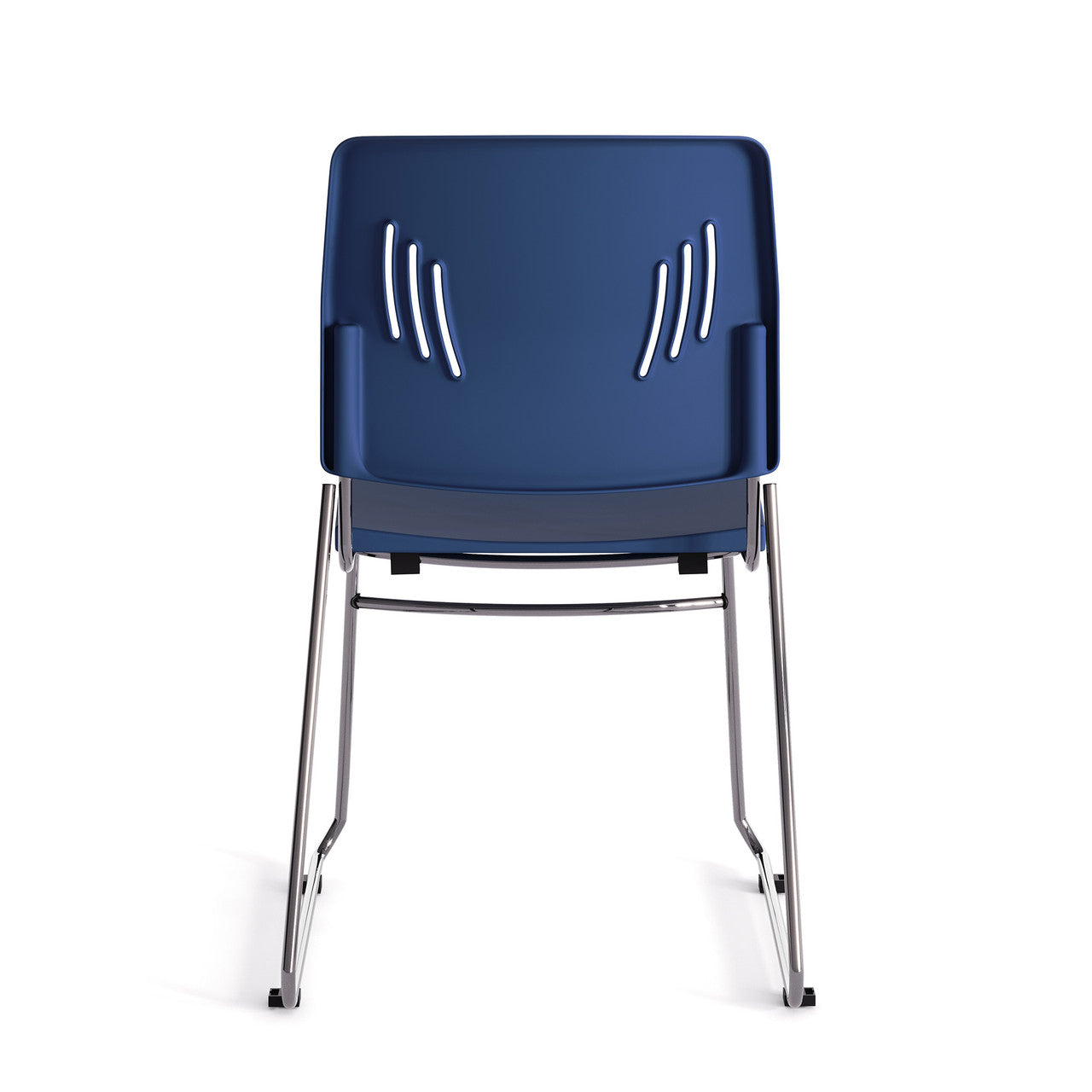 OfficeSource Stacked Seating Armless Stackable Side Chair with Chrome Frame - Navy