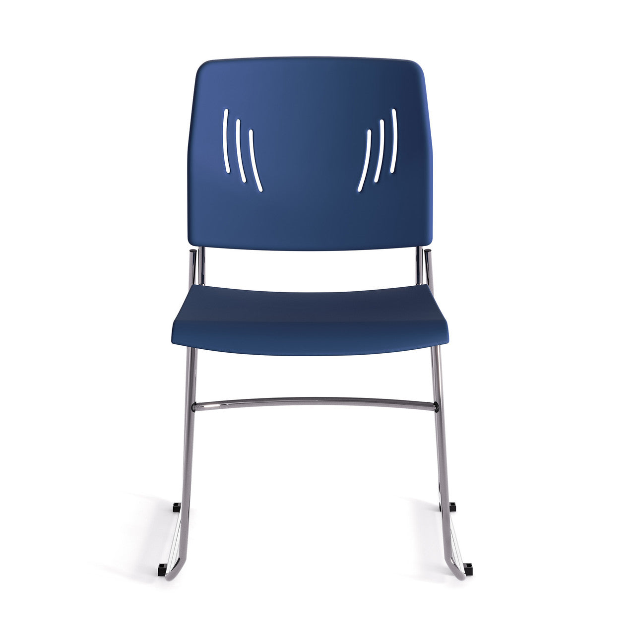 OfficeSource Stacked Seating Armless Stackable Side Chair with Chrome Frame - Navy