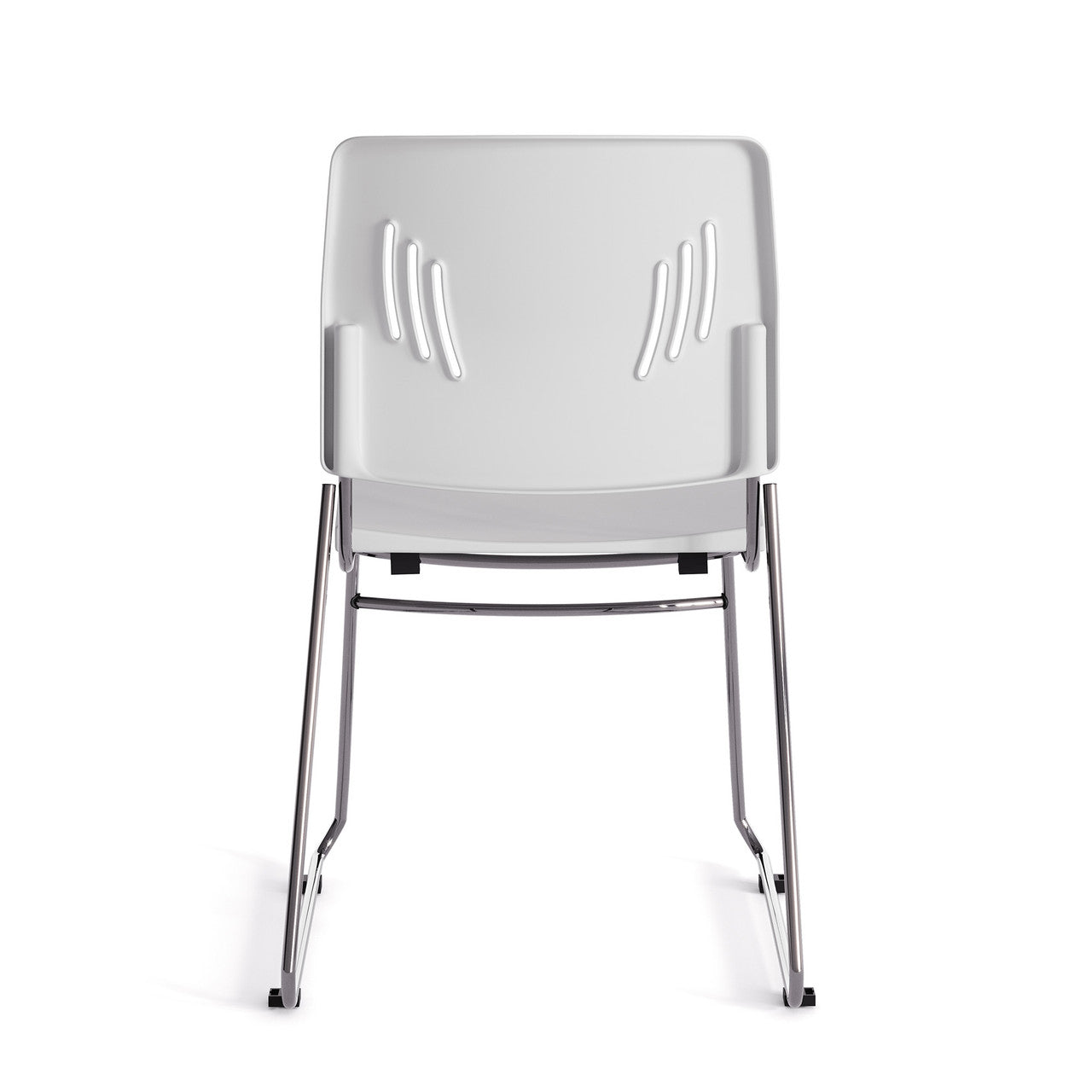 OfficeSource Stacked Seating Armless Stackable Side Chair with Chrome Frame - White