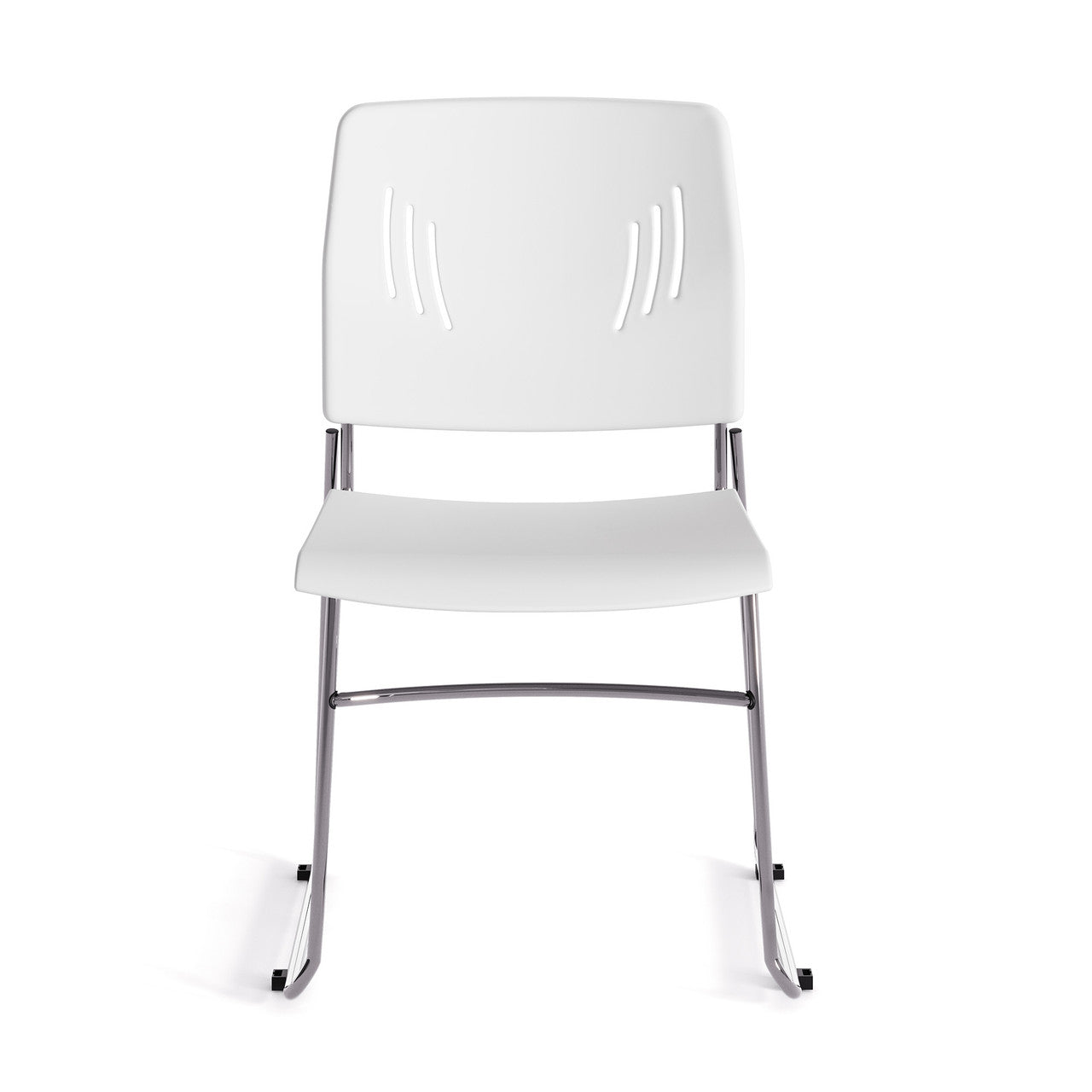 OfficeSource Stacked Seating Armless Stackable Side Chair with Chrome Frame - White