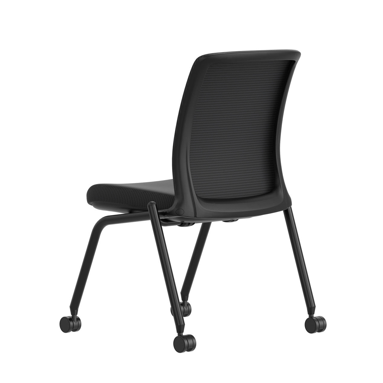 OfficeSource Orion Armless Nesting Chair with Black Frame - Set of 2 - Black