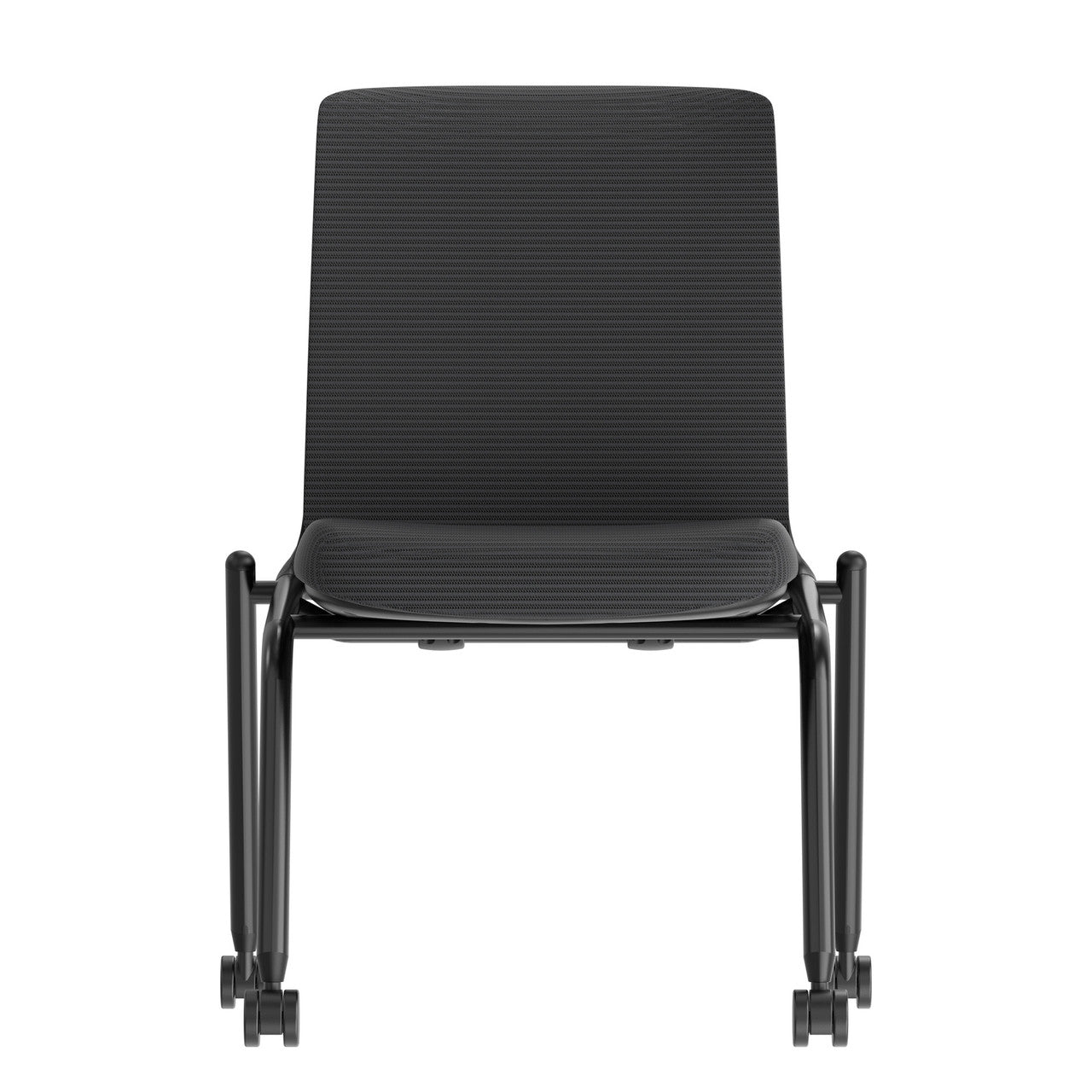 OfficeSource Orion Armless Nesting Chair with Black Frame - Set of 2 - Black
