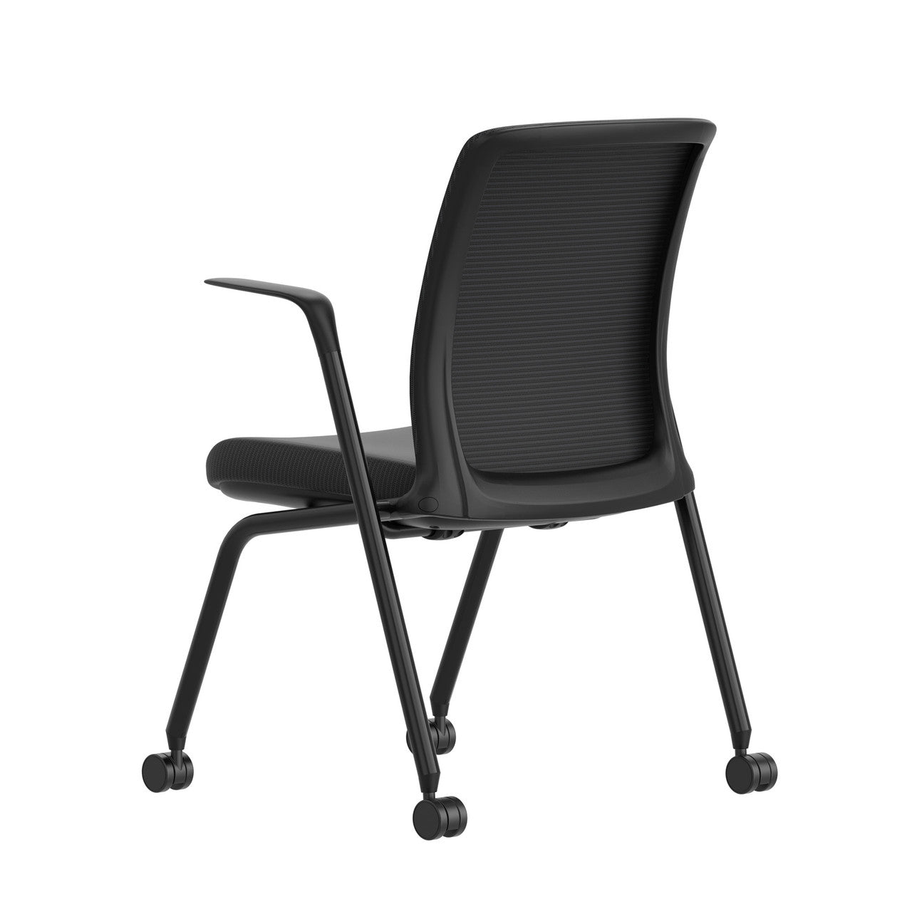 OfficeSource Orion Nesting Chair with Arms and Black Frame - Set of 2 - Black