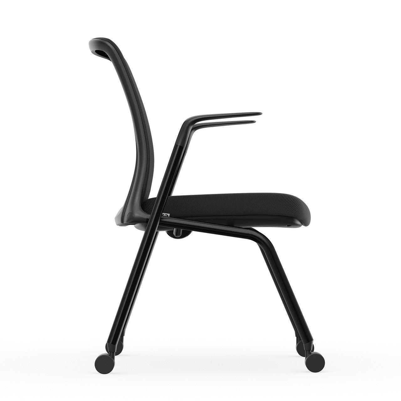 OfficeSource Orion Nesting Chair with Arms and Black Frame - Set of 2 - Black