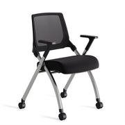 OfficeSource Vista Flex-Back Nesting Chair - Set of 2 - Black Fabric