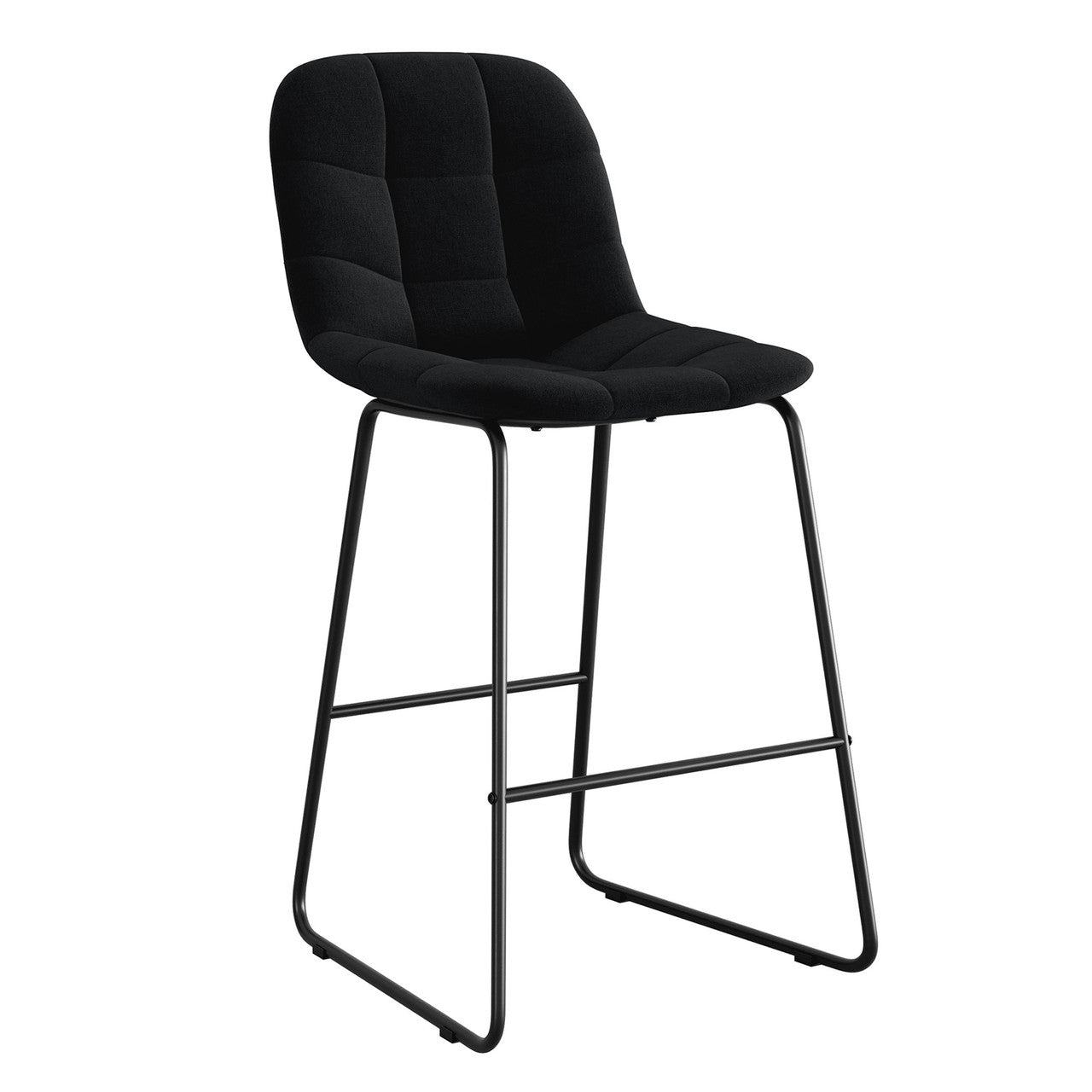 OfficeSource Jaden Full-back Fabric Stool - Set of 2 - Black