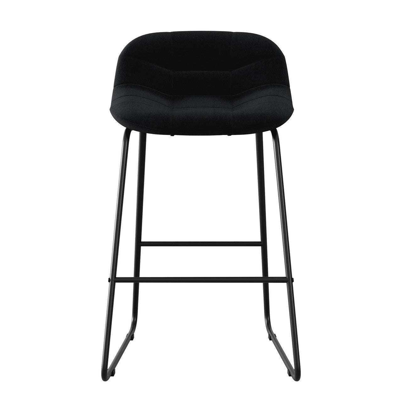 OfficeSource Jaden Half-back Fabric Stool - Set of 2 - Black