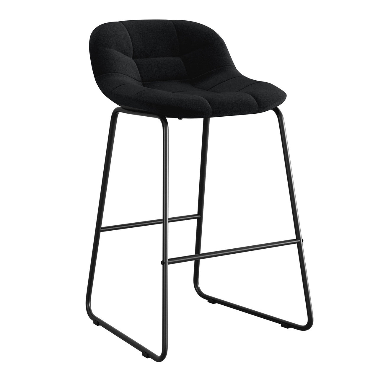 OfficeSource Jaden Half-back Fabric Stool - Set of 2 - Black