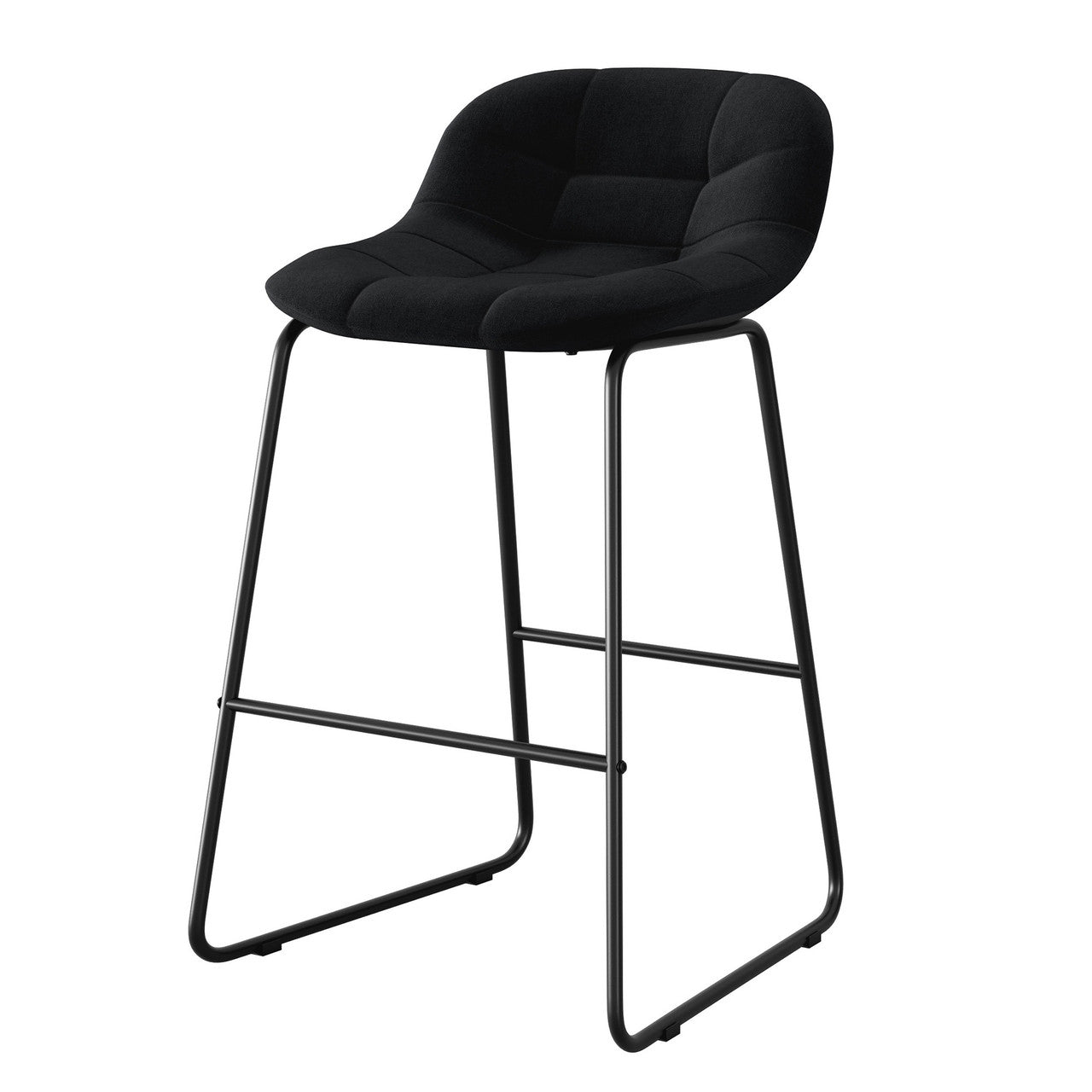 OfficeSource Jaden Half-back Fabric Stool - Set of 2 - Black