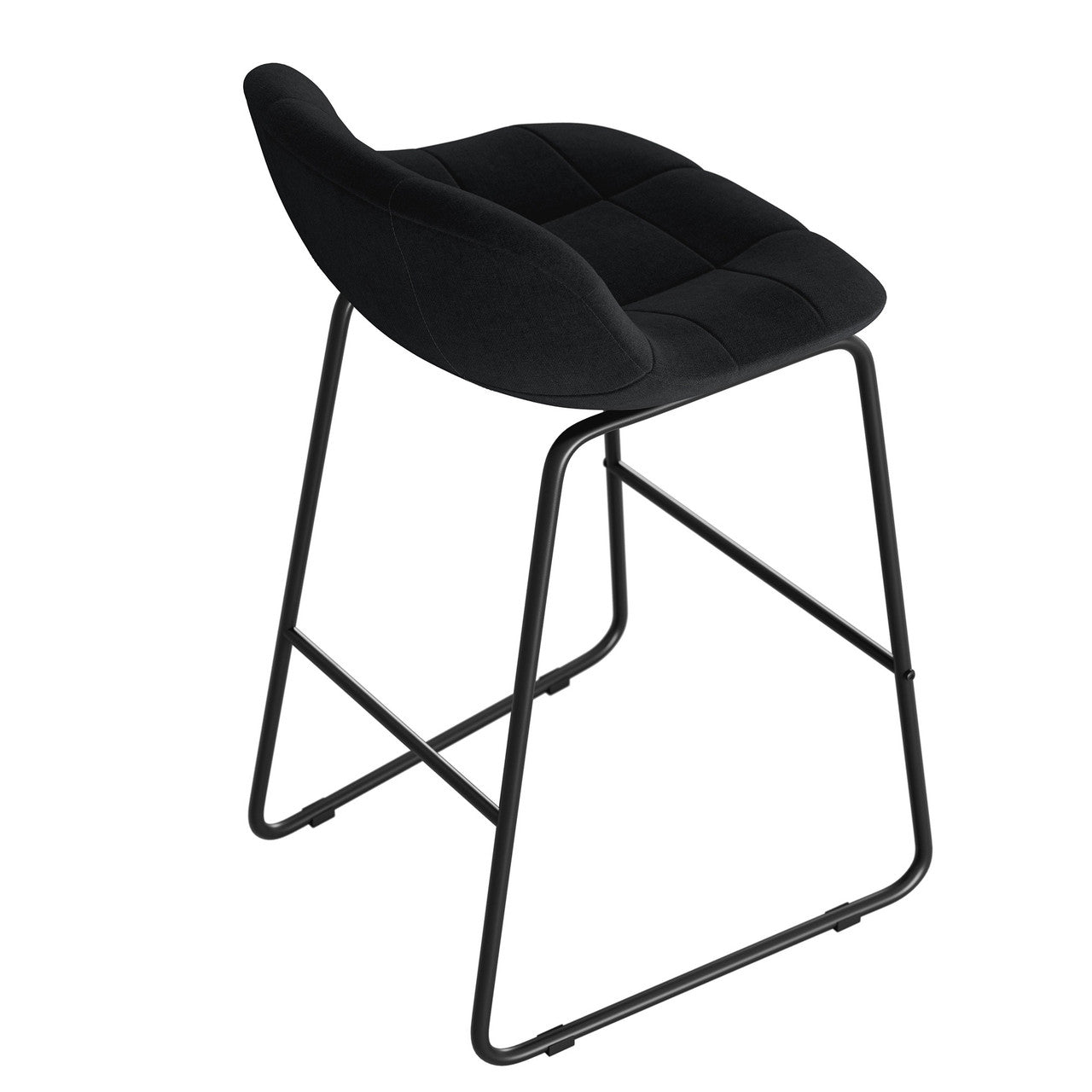 OfficeSource Jaden Half-back Fabric Stool - Set of 2 - Black