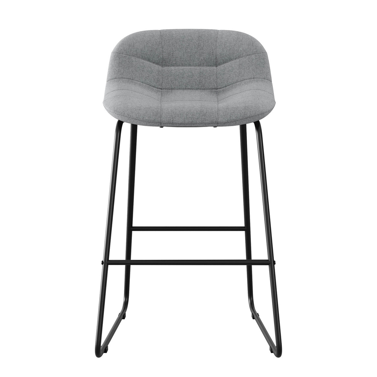 OfficeSource Jaden Half-back Fabric Stool - Set of 2 - Light Gray
