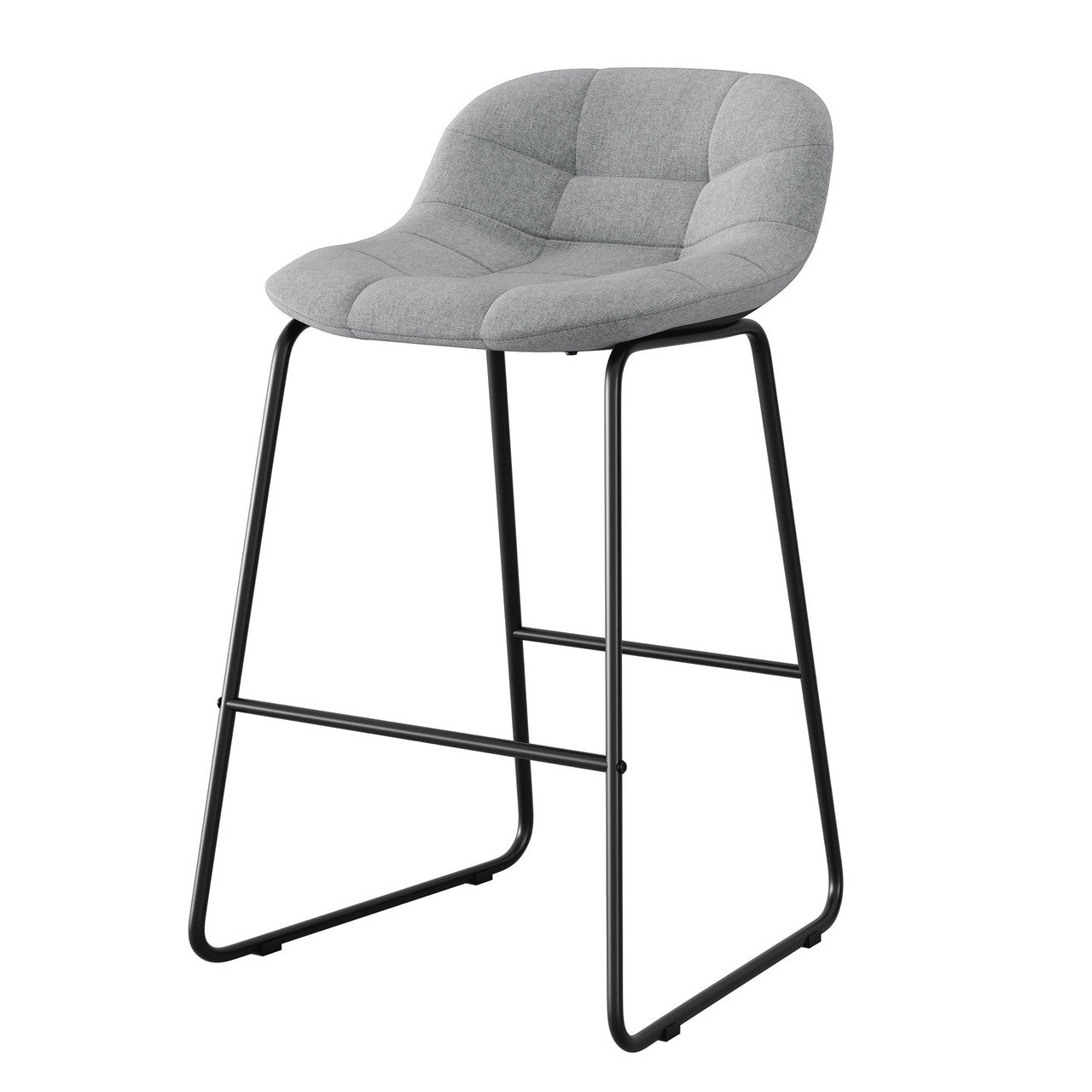 OfficeSource Jaden Half-back Fabric Stool - Set of 2 - Light Gray