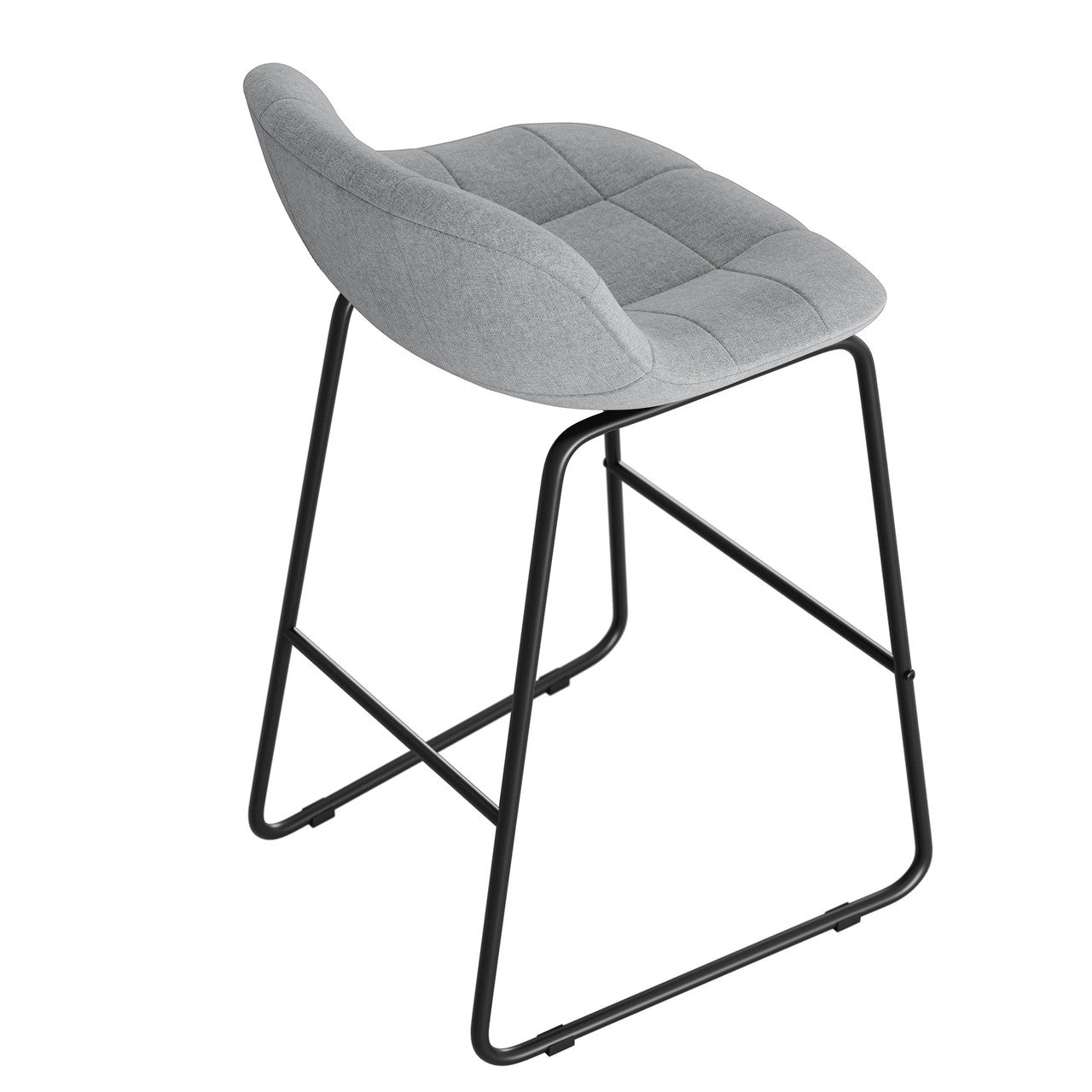 OfficeSource Jaden Half-back Fabric Stool - Set of 2 - Light Gray