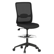 OfficeSource Orion Armless Mesh Back Task Stool with Black Frame - Black Fabric