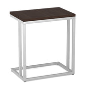 OfficeSource OS Reception Tables Laminate Side C Table with Silver Base - Mahogany