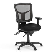 OfficeSource CoolMesh Multi Function, Mid Back Chair with Seat Slider and Black Frame - Black Leather Seat