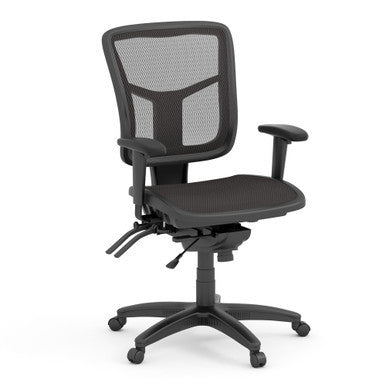 OfficeSource CoolMesh Multi Function, Mid Back Chair with Seat Slider and Black Frame - Black Mesh Seat