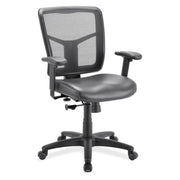 OfficeSource CoolMesh Basic Task Chair with Fabric Seat and Black Frame - Black Leather Seat