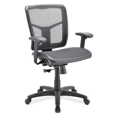 OfficeSource CoolMesh Basic Task Chair with Fabric Seat and Black Frame - Black Mesh Seat