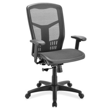 OfficeSource CoolMesh Swivel Tilt, High Back Chair with Black Frame - Black Mesh Seat