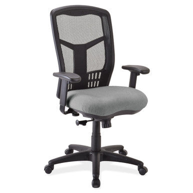 OfficeSource CoolMesh Swivel Tilt, High Back Chair with Black Frame - Cool Gray Fabric Seat
