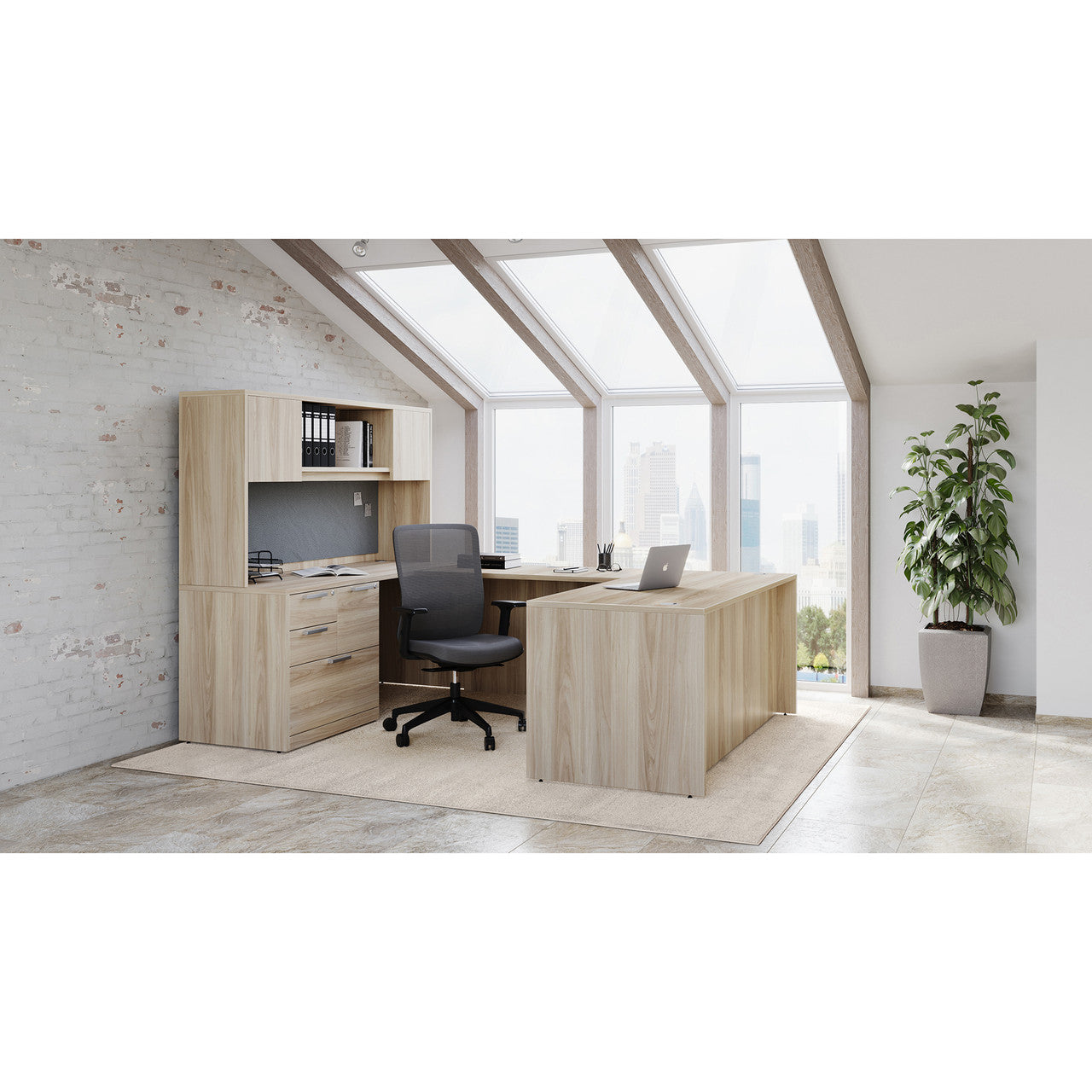 OfficeSource OS Laminate U Shape Typical - OSTYP307 - American Elm