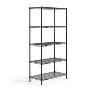 OfficeSource  5-Shelf 36"Wx18"Dx72"H Wire Rack - Black