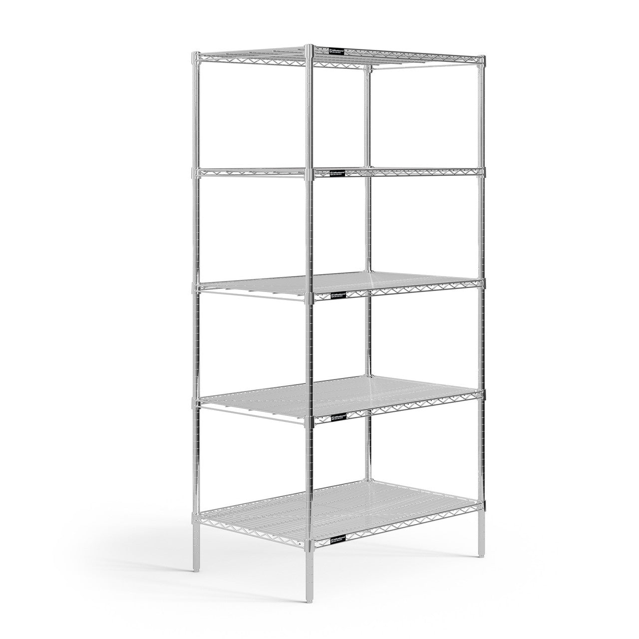 OfficeSource  5-Shelf 36"Wx24"Dx72"H Wire Rack - Chrome